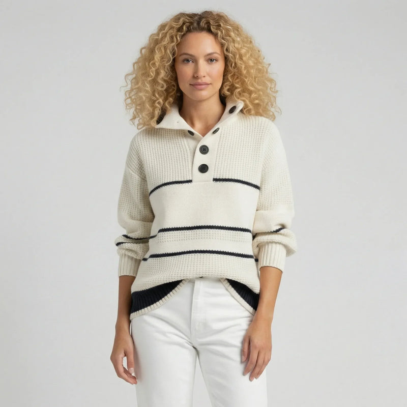 Strukturierter Strickpullover Mit Streifen - Judy