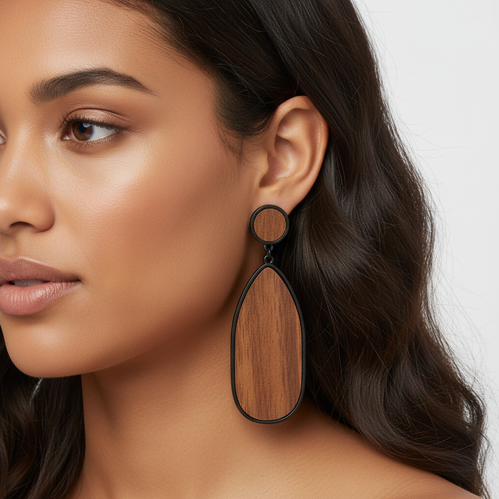 Tropfenförmige Ohrringe - WoodGlow 