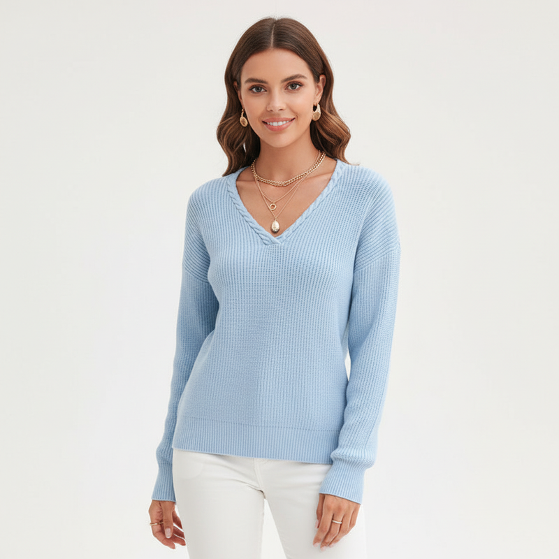 V-Ausschnitt Gestrickter Pullover -  Antonia