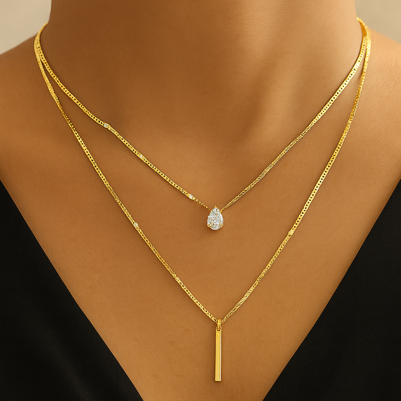 Vintage Tropfen-Zauber Halsketten-Set