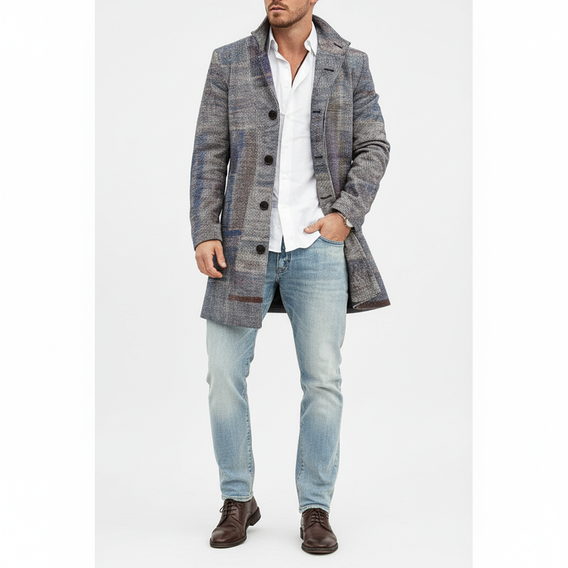 Wollmantel Mit Karomuster - Marc