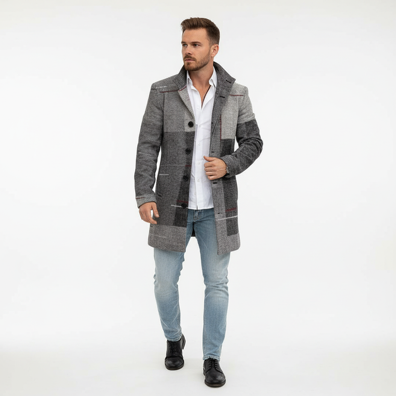 Wollmantel Mit Karomuster - Marc