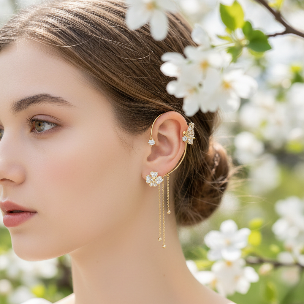 Zirkonia Ohrringe - ButterflyClip 