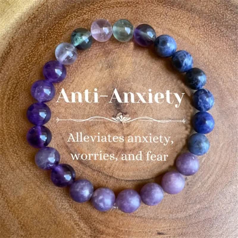 Armband Anti-Angst | Amethyst | Lepidolith | Lapislazuli | Stilvoll-Natürliches Kristall-Luzern Mode