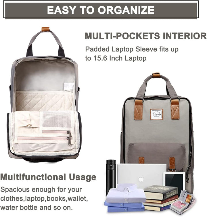 15,6” Wasserdichter Vintage Laptop-Rucksack mit Organizer-Fächern – UrbanEase