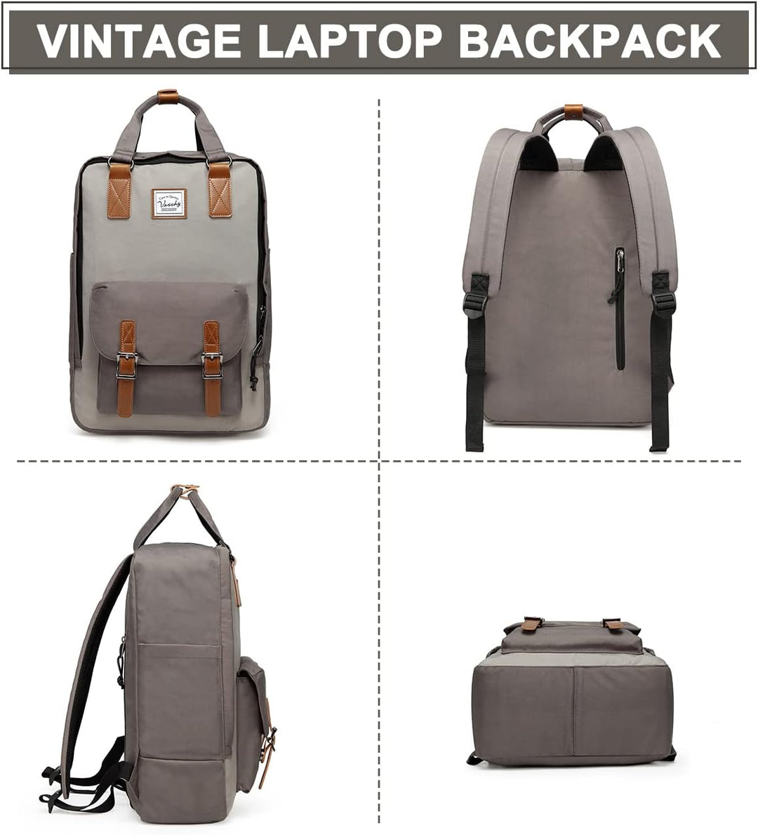 15,6” Wasserdichter Vintage Laptop-Rucksack mit Organizer-Fächern – UrbanEase
