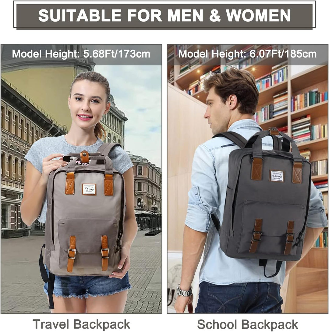 15,6” Wasserdichter Vintage Laptop-Rucksack mit Organizer-Fächern – UrbanEase