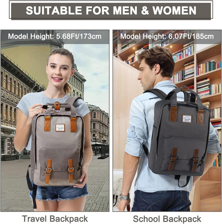 15,6” Wasserdichter Vintage Laptop-Rucksack mit Organizer-Fächern – UrbanEase