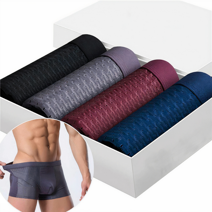 Herren Boxershorts-Set | 10-teilig | Bambus | Weich | Nachhaltig | Unifarben-4x Schwarz + 2x Blau + 2x Rot + 2x Grau-S-Luzern Mode