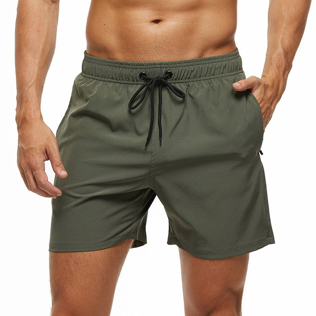 Herren Badeshorts | Zugkordel | Halblang | Locker sitzend | Schnell trocknend-Olivegrün-S-Luzern Mode