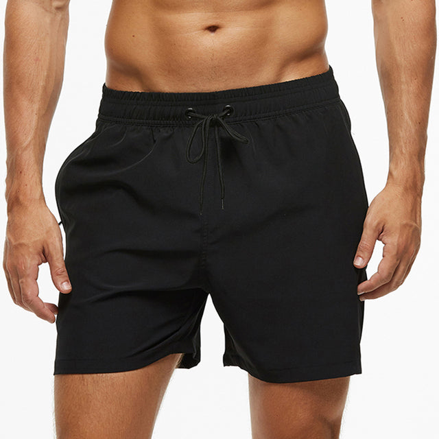 Herren Badeshorts | Zugkordel | Halblang | Locker sitzend | Schnell trocknend-Schwarz-S-Luzern Mode