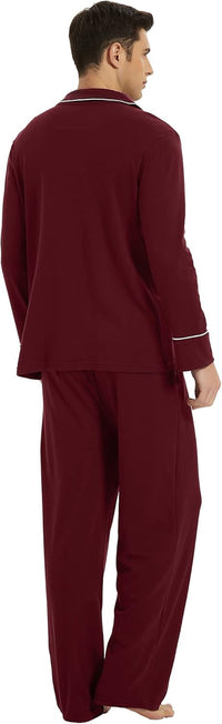 Herren Pyjama Set aus Baumwolle mit Knopfleiste, Langarm-Luzern Mode