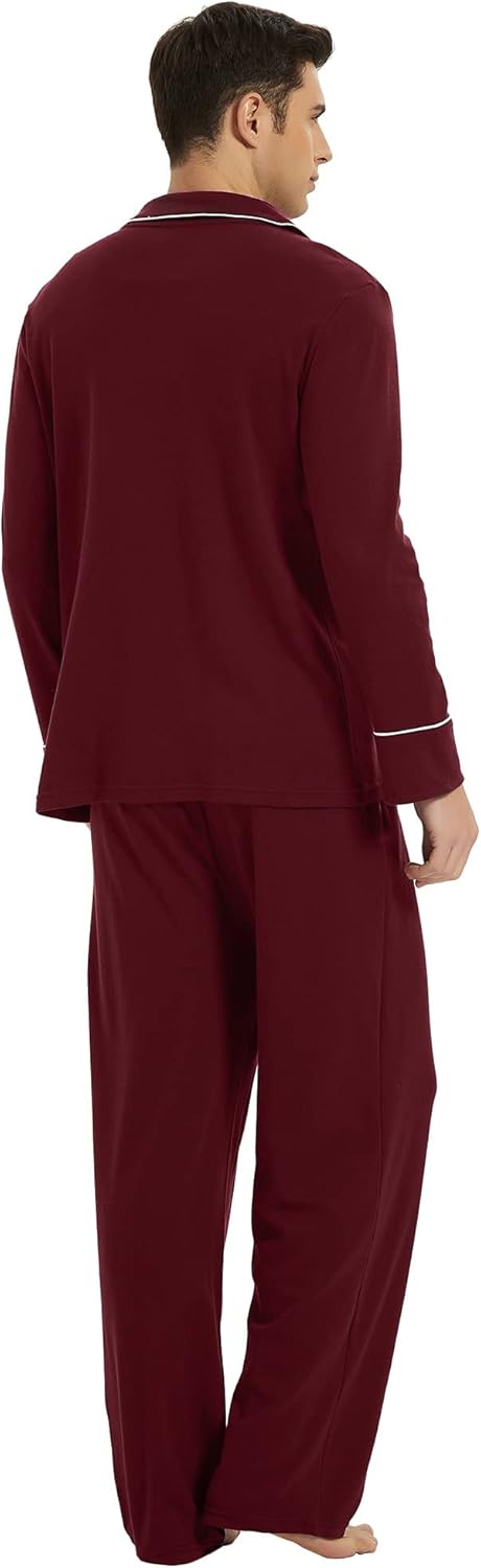 Herren Pyjama Set aus Baumwolle mit Knopfleiste, Langarm-Luzern Mode