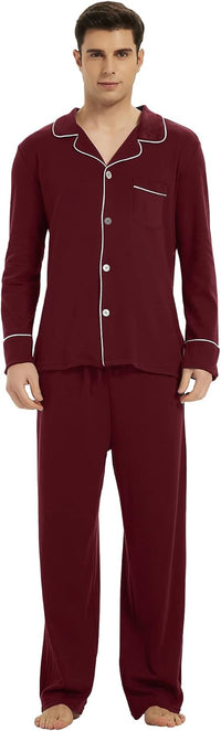 Herren Pyjama Set aus Baumwolle mit Knopfleiste, Langarm-Luzern Mode