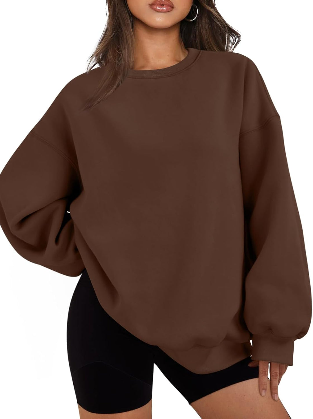 Oversized Damen Sweatshirt - Bequemes Freizeit Oberteil für Stil und Komfort-Braun-S-Luzern Mode
