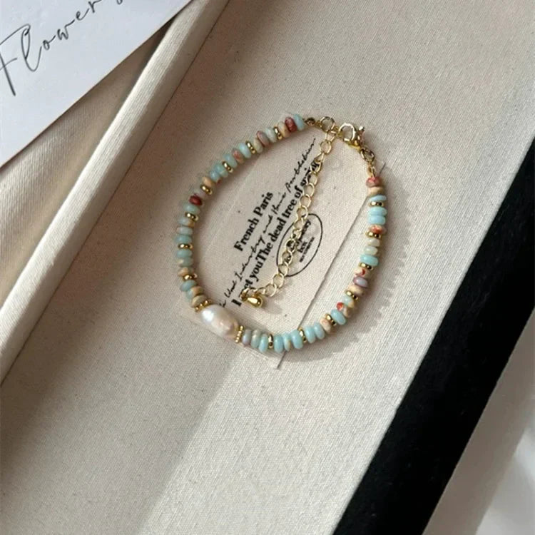 Edelstein-Schmuckset | Kette Armband Jaspis Bunt Einzigartig-Armband-Luzern Mode