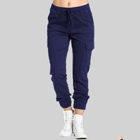 Damen Cargo Hose mit Taschen - Bequeme Freizeithose Trend-Blau-S-Luzern Mode