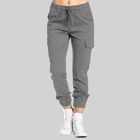 Damen Cargo Hose mit Taschen - Bequeme Freizeithose Trend-Grau-S-Luzern Mode