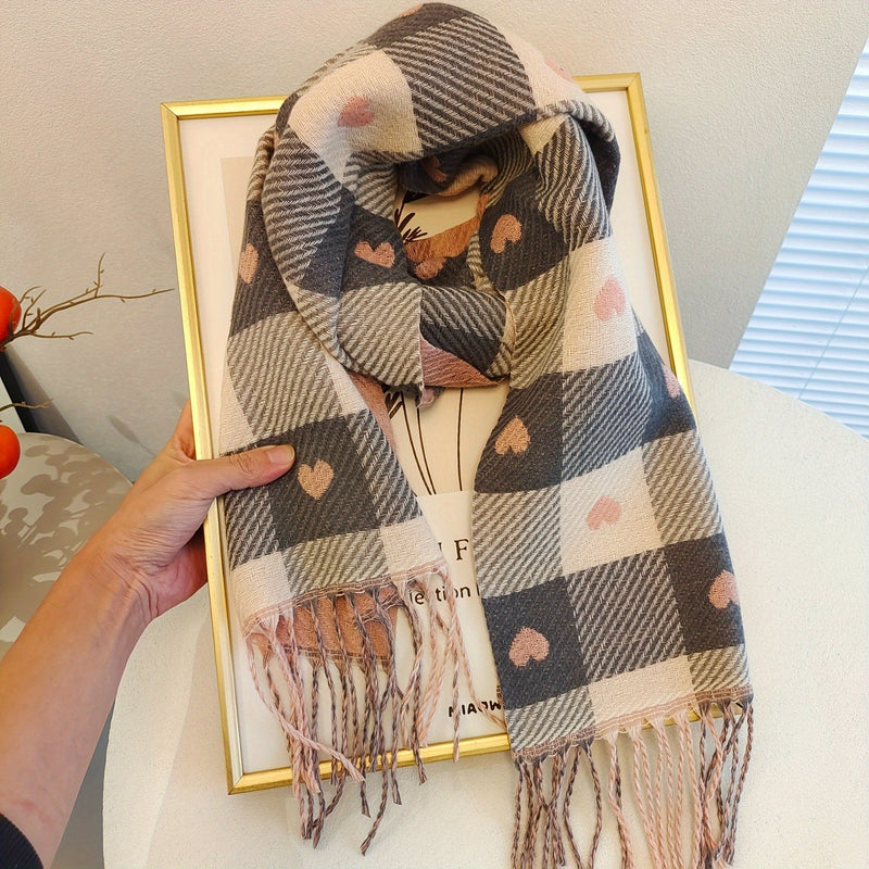 Karierter Damen Schal aus Polyester für Herbst & Winter – Aurelie