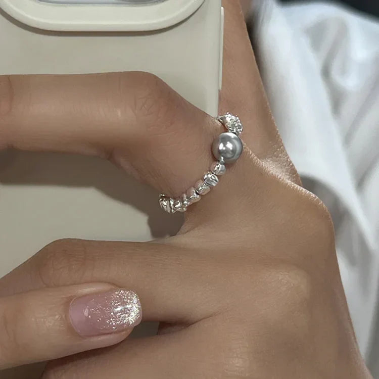 Perlenring | Stilvoll Modern Verstellbar Einzigartig Langlebig Silber Trendy-Silber-5-Luzern Mode