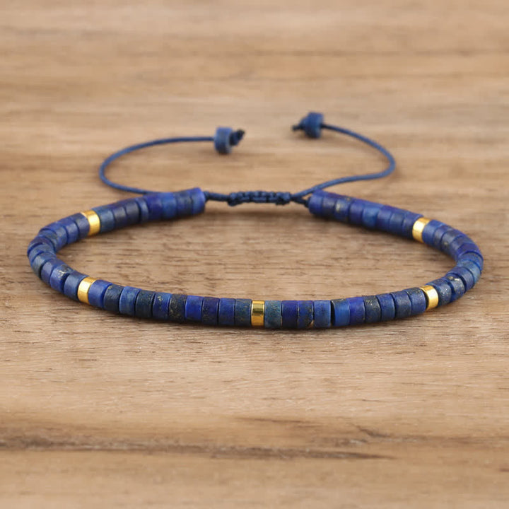 Armband aus Naturstein | Geflochten | Verstellbar | Edelstein-Lapislazuli-Luzern Mode