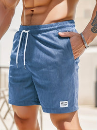 Gestreifte Herren Kurze Hose | Luftig | Kordelzug | Lässig-Blau-S-Luzern Mode