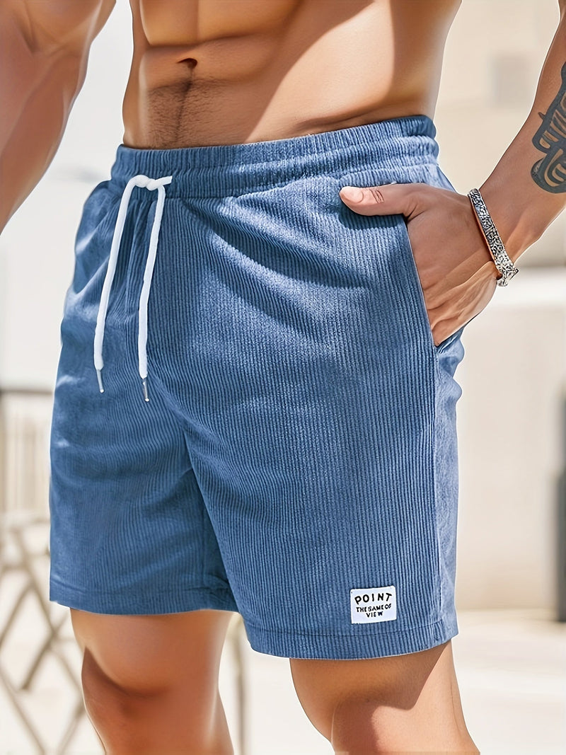 Gestreifte Herren Kurze Hose | Luftig | Kordelzug | Lässig-Blau-S-Luzern Mode