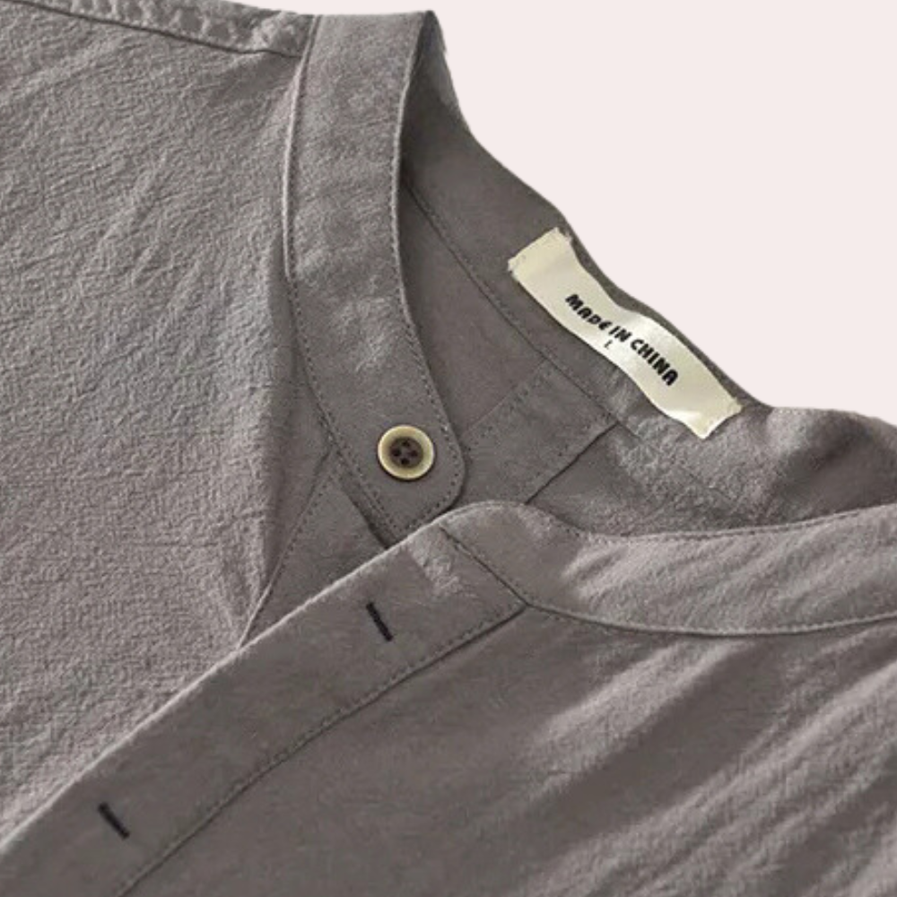 Herren Leinenhemd mit Stehkragen - Sommermode 2023-Luzern Mode