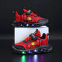 Kindersneakers | LED | Spiderman | Klettverschluss | Niedrig | Gummisohle-Rot-21-Luzern Mode
