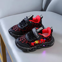 Kindersneakers | LED | Spiderman | Klettverschluss | Niedrig | Gummisohle-Luzern Mode