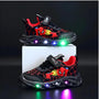 Kindersneakers | LED | Spiderman | Klettverschluss | Niedrig | Gummisohle-Schwarz-21-Luzern Mode