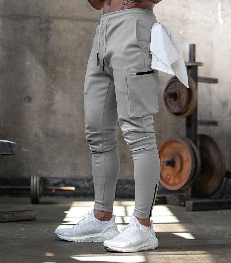 Herren Camo Jogginghose mit Taschen für Fitnessstudio-Grau-S-Luzern Mode
