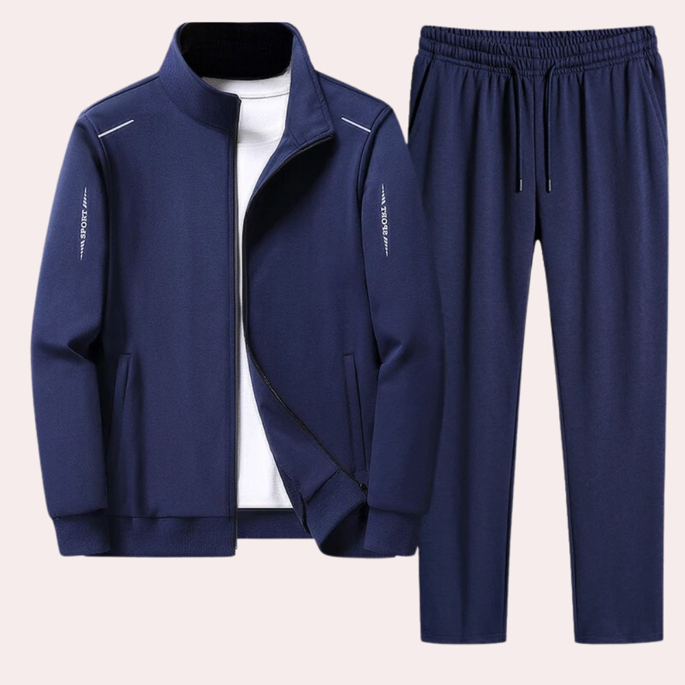 Herren Trainingsanzug Sportanzug Jogginganzug Set Fitness-Blau-M-Luzern Mode