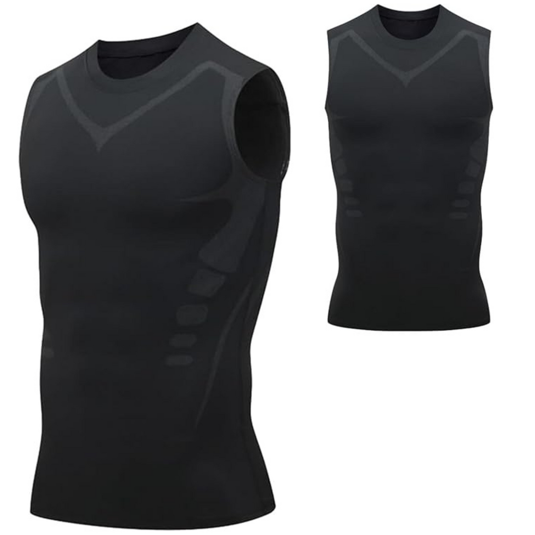 Korrigierendes Herrenhemd | Ärmellos | Elastisch | Akzentuierend | Luftig-Schwarz-S (50-70kg)-Luzern Mode