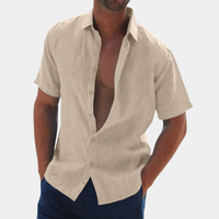Herren Leinenhemd Kurzarm Sommermode Freizeitlook-Luzern Mode