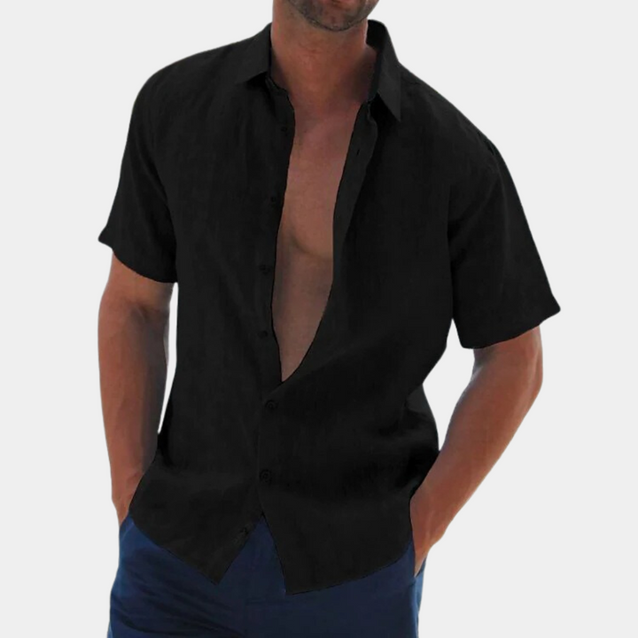 Herren Leinenhemd Kurzarm Sommermode Freizeitlook-Luzern Mode