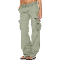 Damen Cargohose mit Taschen - Bequeme Freizeithose-Grün-S-Luzern Mode