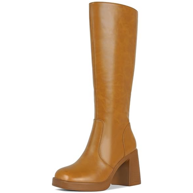 Damen Stiefel Hoch Absatz - Elegante Lederstiefel Online-Braun-35-Luzern Mode