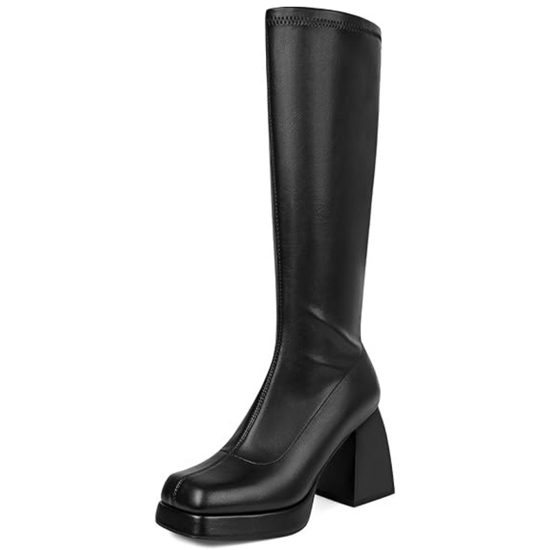Damen Stiefel Hoch Absatz - Elegante Lederstiefel Online-Matt Schwarz-35-Luzern Mode