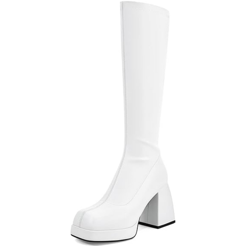 Damen Stiefel Hoch Absatz - Elegante Lederstiefel Online-Matt Weiß-35-Luzern Mode