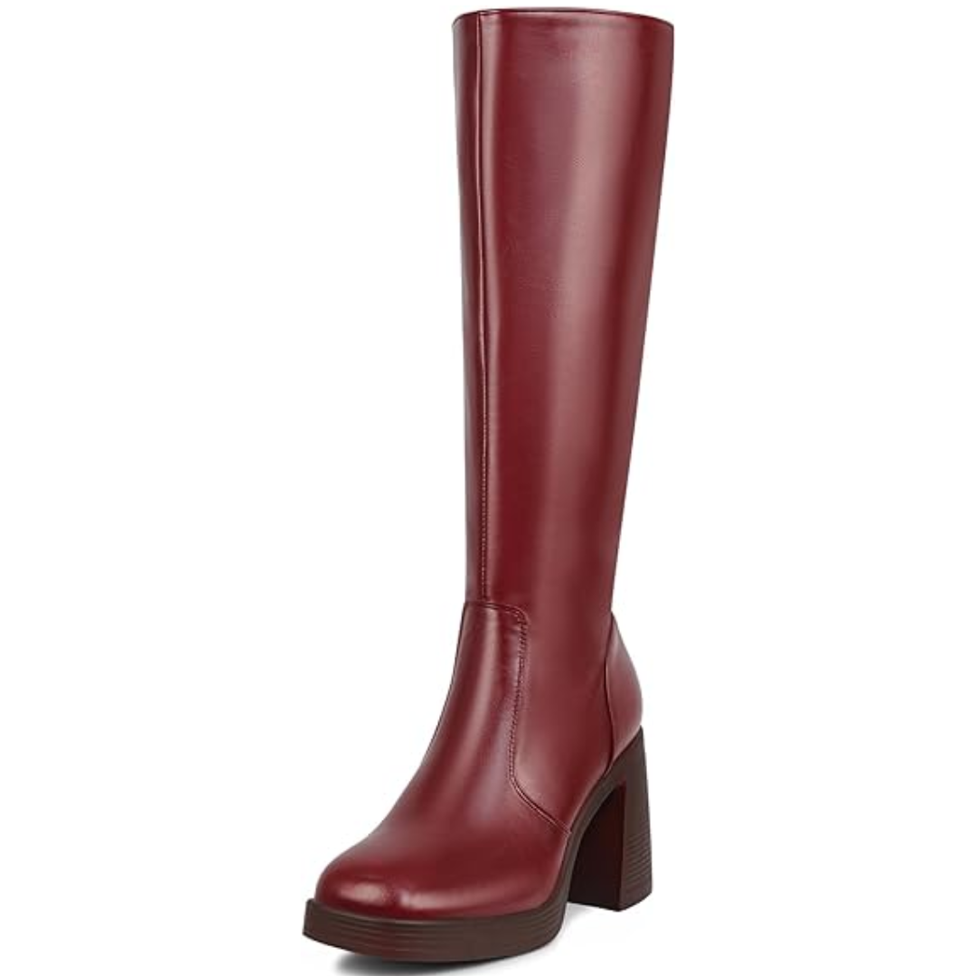 Damen Stiefel Hoch Absatz - Elegante Lederstiefel Online-Rot-35-Luzern Mode