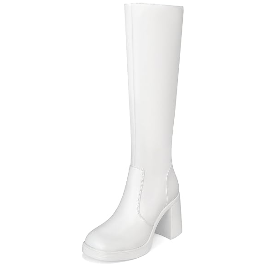 Damen Stiefel Hoch Absatz - Elegante Lederstiefel Online-Weiß-35-Luzern Mode