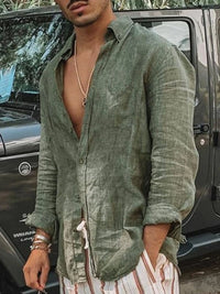 100 % Leinen | atmungsaktiv und leicht | lockere Passform | krempelbare Ärmel-Grün-S-Luzern Mode