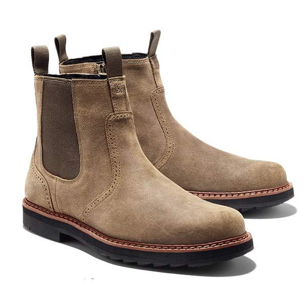 Herren Wildlederstiefel mit Nahtdetails für Outdoor-Abenteuer-Khaki-39-Luzern Mode