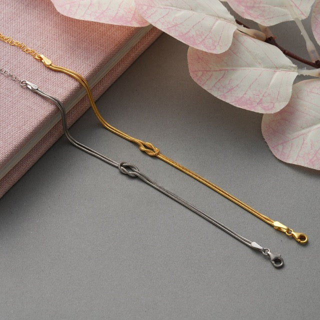 Armband mit Knoten Design | Minimalistisch | Verstellbar | Silber-Luzern Mode