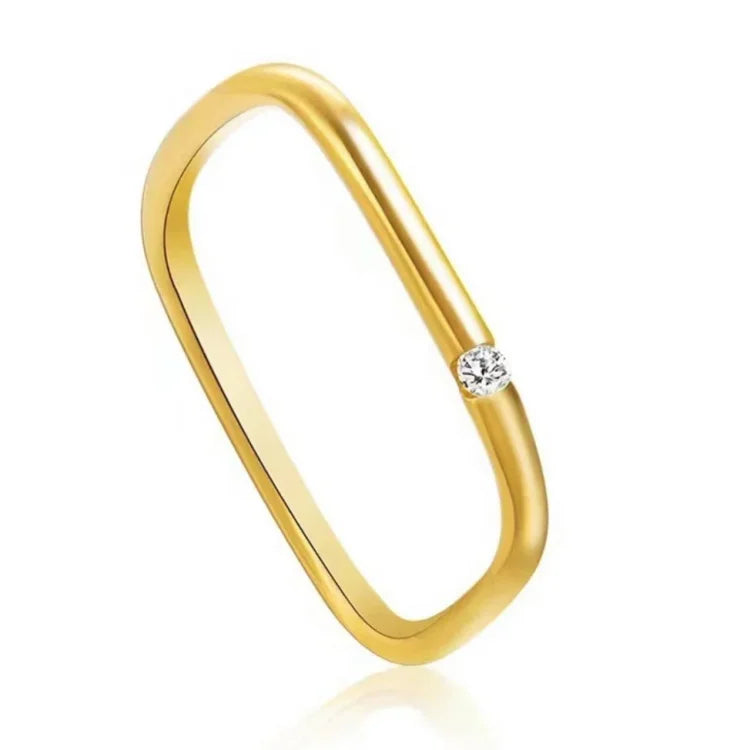 Vierkant-Ring | Damen Dünn Stilvoll Gold Zirkonia Einzigartig Minimalistisch-5-Luzern Mode