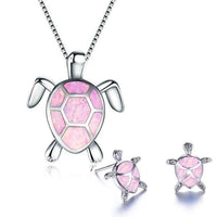 Schmuckset für Damen | Halskette | Ohrringe | Silber | Opal | Schildkröte-Rosa-Luzern Mode