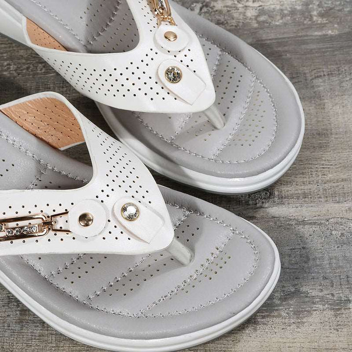 Damen Flip-Flops | Orthopädisch | Rutschfest | Stoßdämpfend | Offen-Luzern Mode