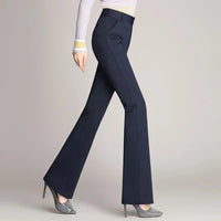 Damenhose | Slim Fit | Ausgestellt | Hohe Taille | Knopf | Unifarben-Luzern Mode