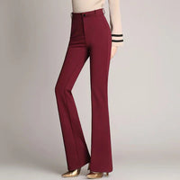 Damenhose | Slim Fit | Ausgestellt | Hohe Taille | Knopf | Unifarben-Luzern Mode